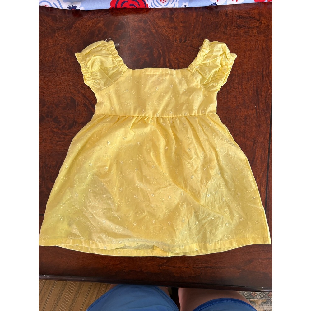 Penelope Mack Baby Girl Yellow Embroidered Dress with Diaper Cover 12M